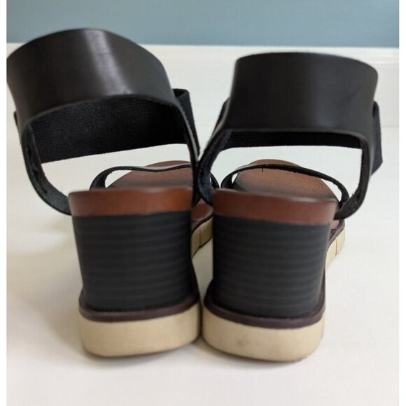 Mia Adley Black Leather Wedge Sandal Women's Size 9 - Picture 5 of 6